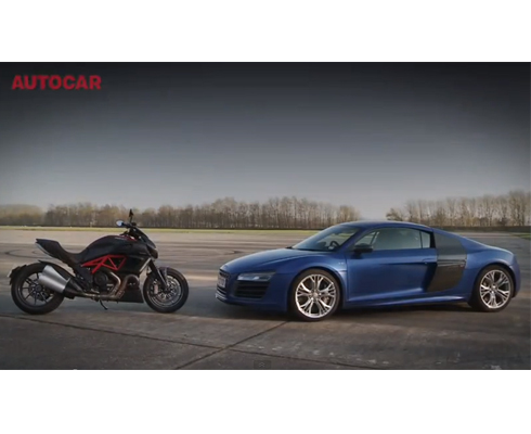 Ducati Diavel VS Audi R8 V10, 0-240-0 км/ч: кто быстрее?
