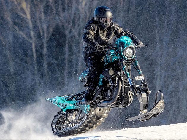 Король снежных склонов: Harley-Davidson перешел на гусеницы и лыжу