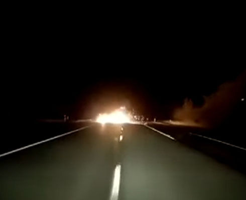 Взрыв кроссового мотоцикла попал на видео